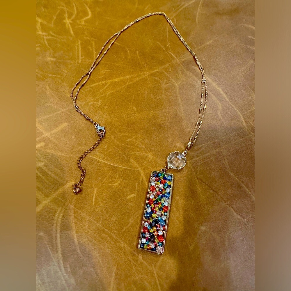 Multicolor gem strand necklace